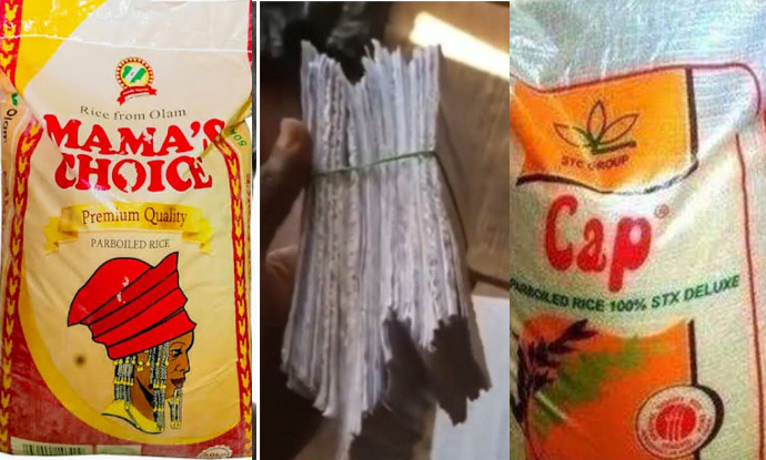 Money Used In Buying Bags Of Rice From A Shop In Delta State Turns To Papper (Video)