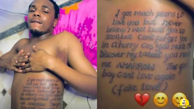 “The good boy can’t love again” – Man tattoos long note on his body after his heart was broken