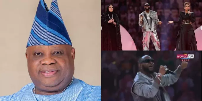 Davido reacts as uncle, Ademola hails him over splendid performance at World Cup closing ceremony (Video)