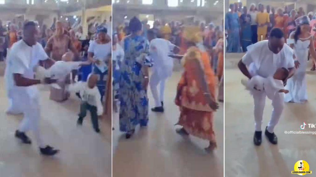 Nigerian dad dances crazily with newborn baby in church
