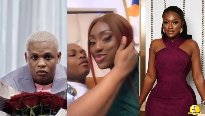 We owe White Money an apology – Reactions as 21-yr-old singer, Boy Spyce kisses Linda Osifo (Watch video)