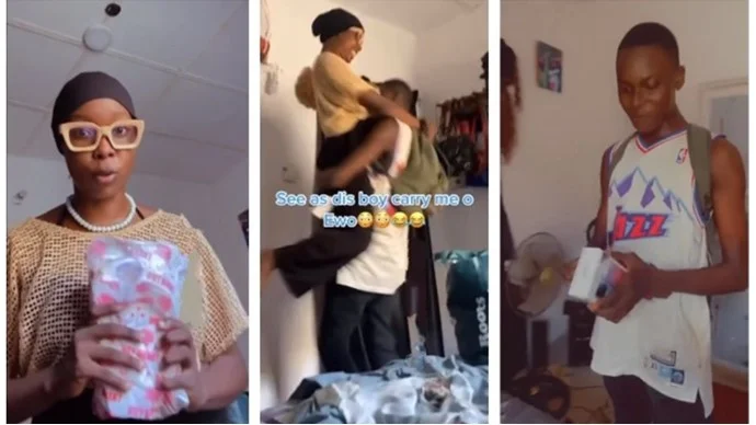 Lady buys brand new phone for younger brother to resume school with (Video)