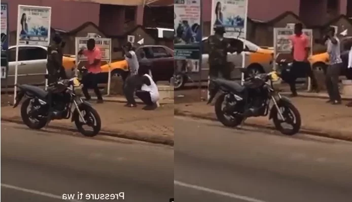 Moment Man Slapped Armed Soldier For Flogging Him (Video)